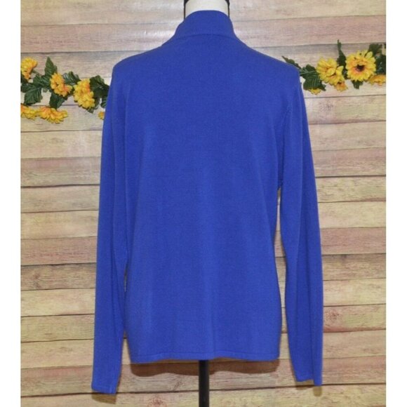 Designers Original Luxe 360 Ladies Blue Mock Neck Sweater Size XL Shoulder Zip - Picture 6 of 8